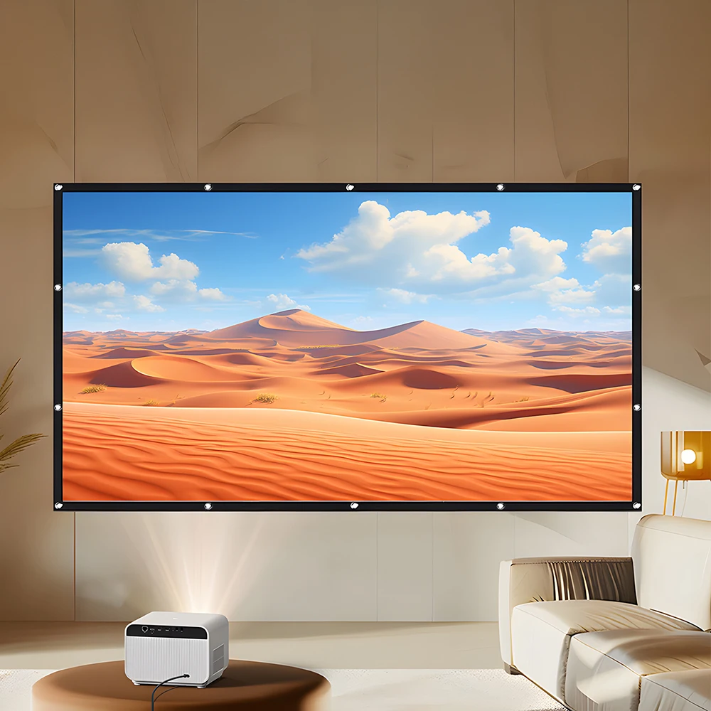 BYINTEK Projector Screen 100 inch Anti-Crease Portable Projector Movie Screen 6:9 Foldable Projection Screen  for Home Theater