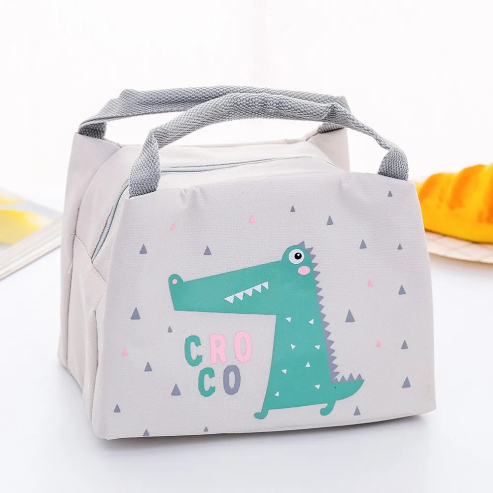 Portable White Insulated Lunch Bag Oxford cloth 21*17*15cm Portable Picnic Bag Carry Lunch Tote School Use