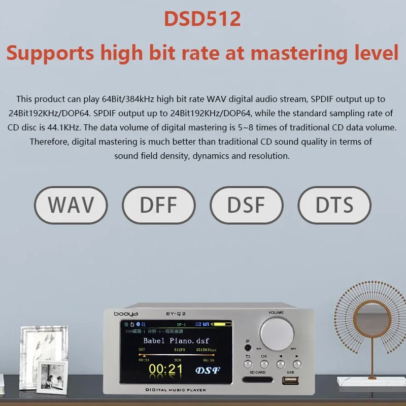 Аудиопроигрыватель цифровой без потерь с двумя ЦАП AK4493EQ, поддержка DSD512, 64 бит, 384 кГц, Выход декодирования без потерь, проигрыватель музыки