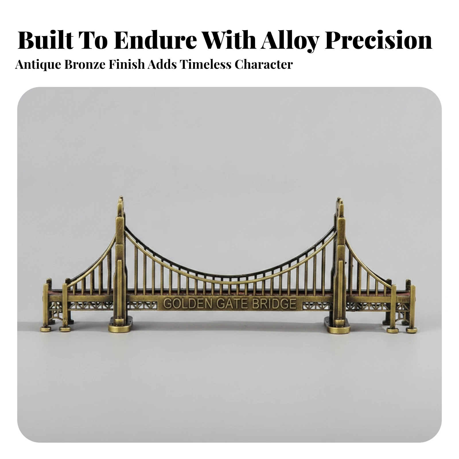 Golden Gate Bridge Model Bronze-Finished Miniature Bridge Model Architectural Model Vintage Sculpture Long-Lasting