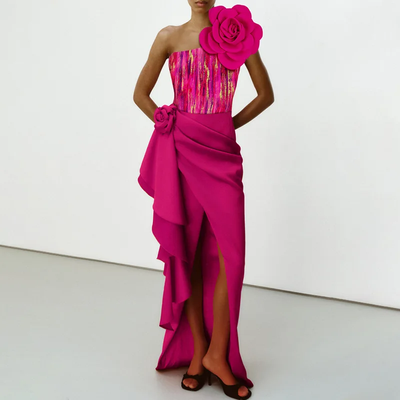 

Cross-Border Women's Sexy One-oulder Tight Flikini Two-Piece Suit Swimsuit Spor Polyester Fixed Chest Pad No Sve