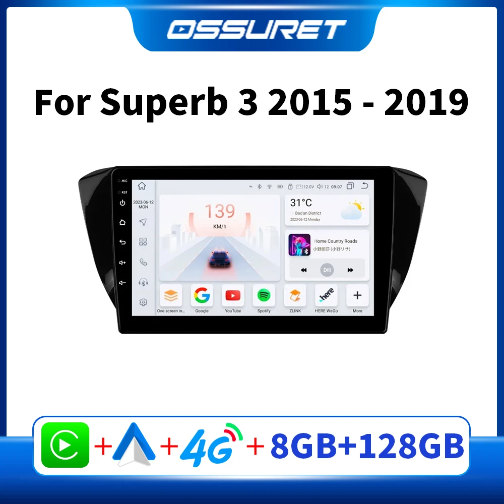 

OSSURET Android Player for Skoda Superb 3 2015 - 2019 GPS Navigation Car Multimedia Radio Video 7862 Auto Stereo Carplay WiFi