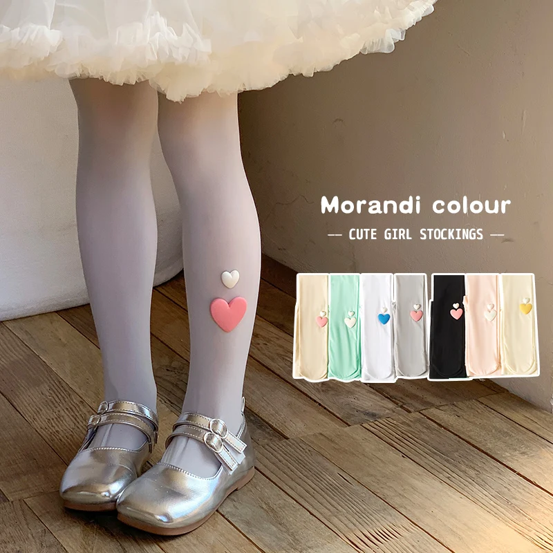 Elegant lassie Lolita Lightweight Footed Tights Sweet Heart Candy Tone Cream Fabric Anti-Hole Wear Resistant Stretchy Stockings