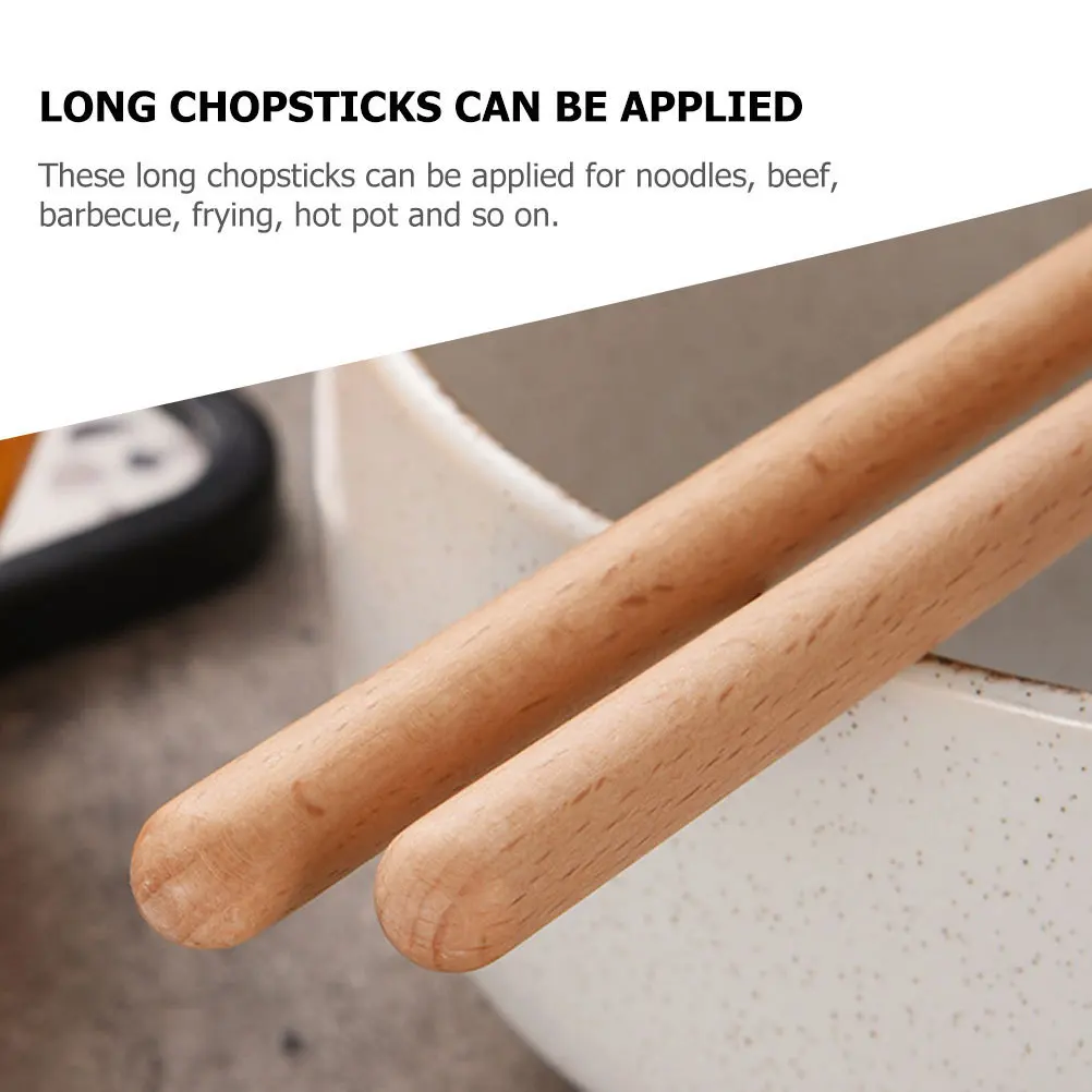 

2pcs Stainless Steel Frying Chopsticks Anti-Slip Long Handle Cooking Chopsticks For Hot Pot Noodles Bbq Kitchen Tools