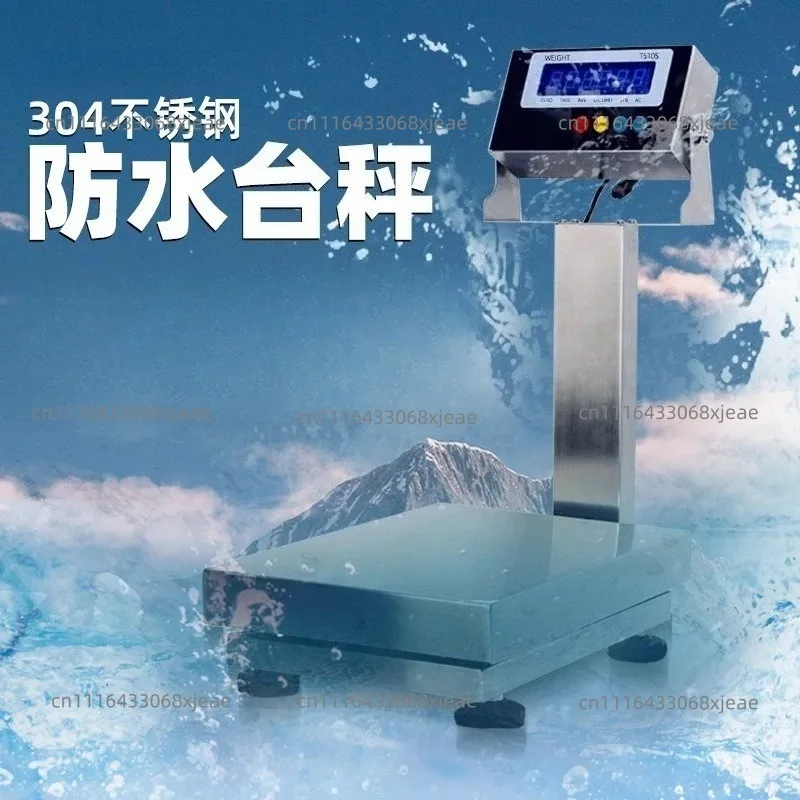 Waterproof Electronic Bench Scale, 150kg/300kg Full Stainless Steel Seafood Platform Scale