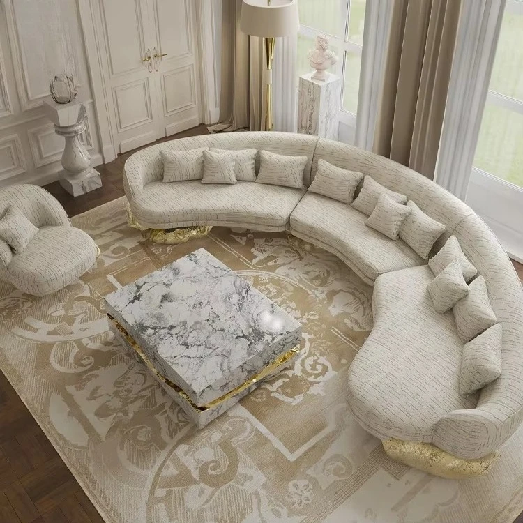 Manufacturer Custom Made Luxury Living Room Sofas Italian Brand Luxury Living Room White Curved Sofa