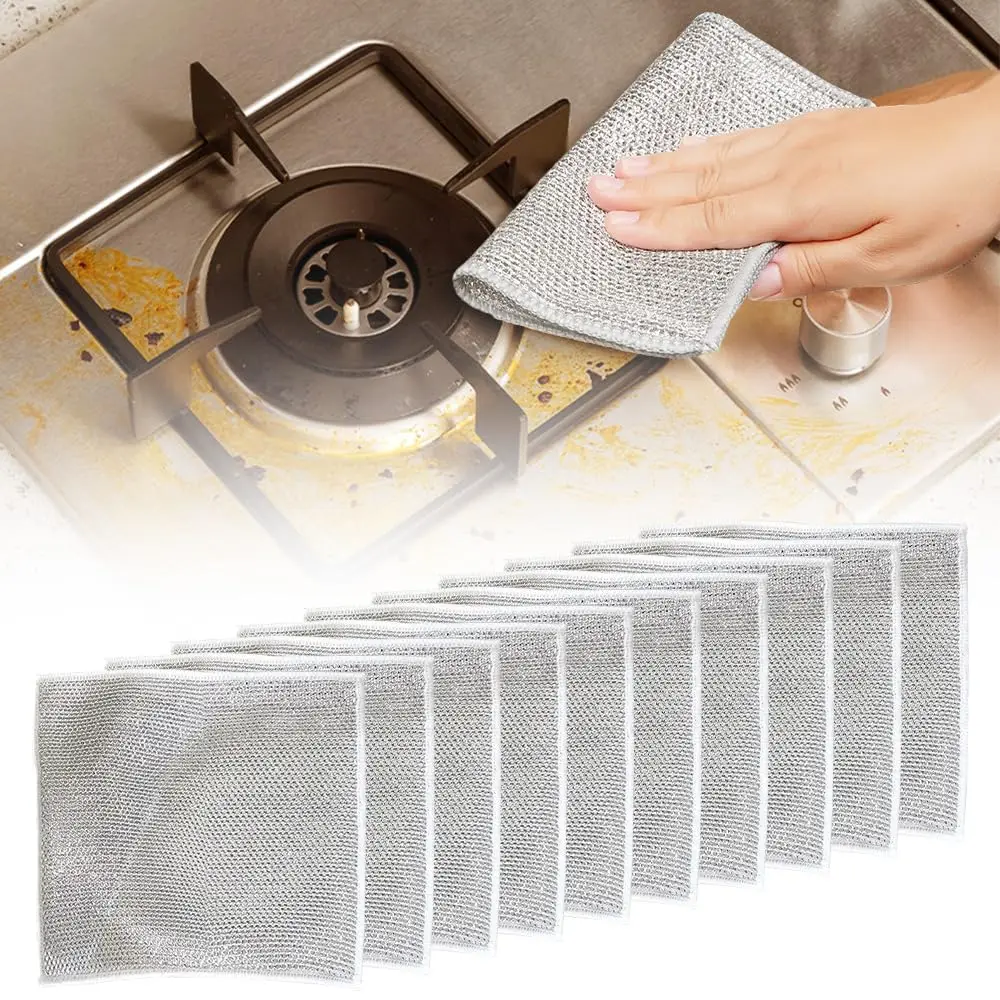 

Multipurpose Wire Dishwashing Rags 2024 New Metal Wire Dishwashing Cloths Towels Scrubs Cleans Double Layer Wire Dishwash