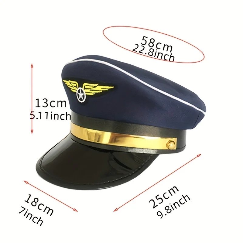Men Uniforms Costume Party Cosplay Hat Stage Perform Flat Captain Pilot Cap for Men Women