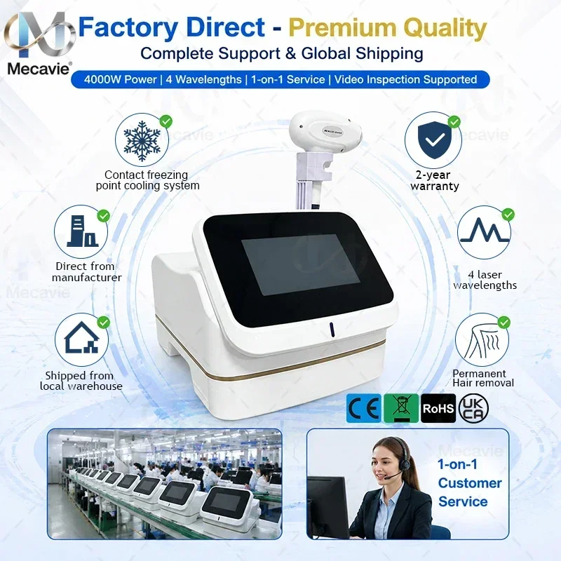 Professional Mini Diode Ice Titanium Laser Hair Removal Machine 808nm 6000w Painless Permanent CE External Water Tank Design