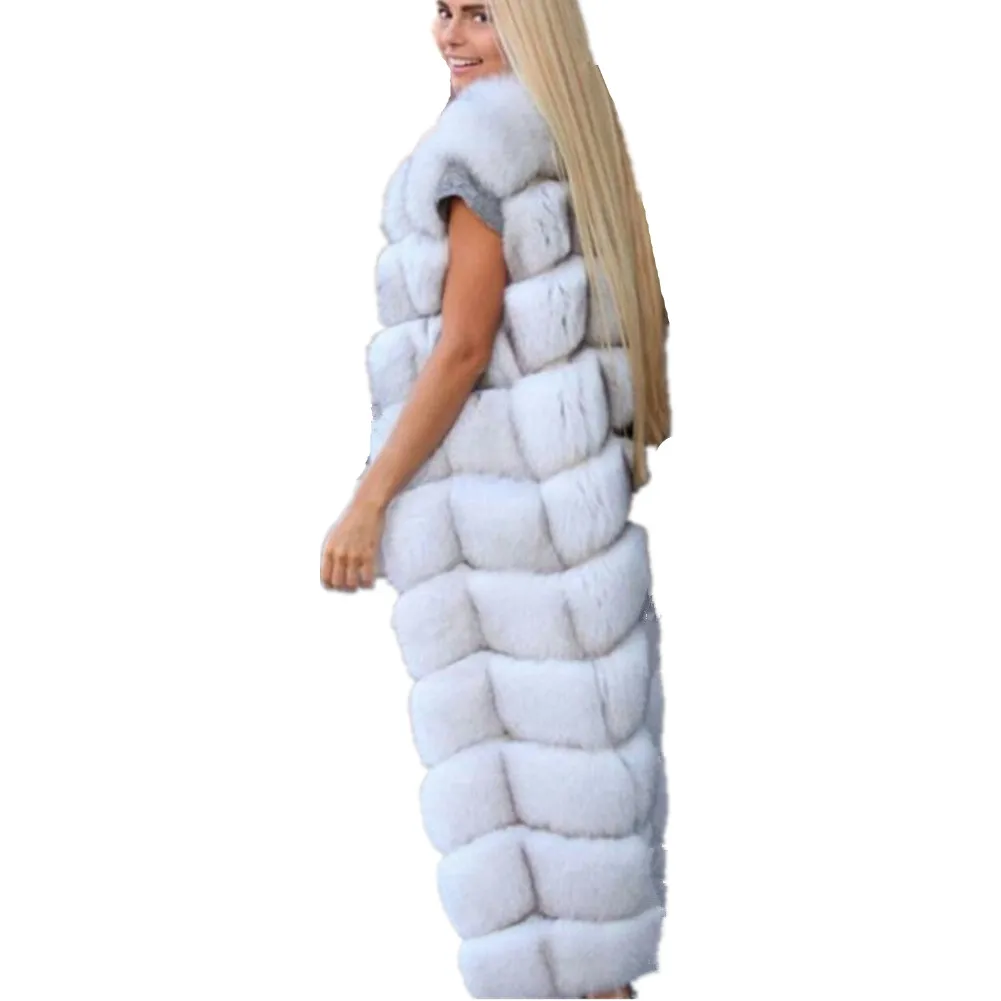 Lisa Colly Winter Super Long Faux Fur Vest for Women Fluffy Fake Fur Coat Jacket Outwear