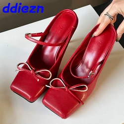 Sexy Ladies Super High Heels Pumps Shoes Fashion Butterfly-Knot New In 2024 Women Thin Heels Slides Shoes calzature rosse femminili