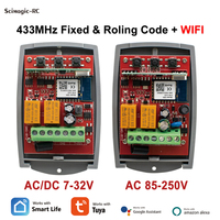 Tuya Smart WIFI Switch Universal Garage Door Opener Receiver 2CH 12V 24V 220V 433mhz/433.92mhz Fixed Rolling Code Transmitter