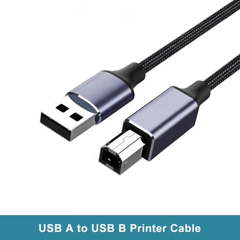 Szybki kabel drukarki 2.0 2m 3m typ USB A do USB B kabel pleciony kabel skanera faksowego do aparatu Epson HP Canon Printer