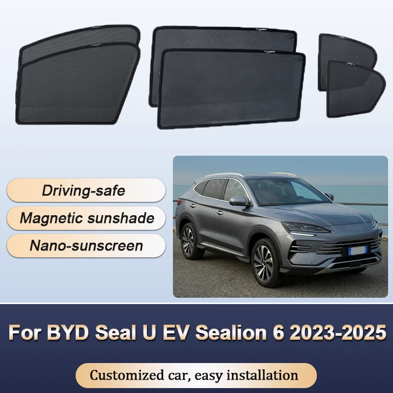 

Солнцезащитные шторки для BYD Seal U EV Sealion 6 2023-2025: магнитные, теплоизоляционные, для конфиденциальности, аксессуары для автомобиля