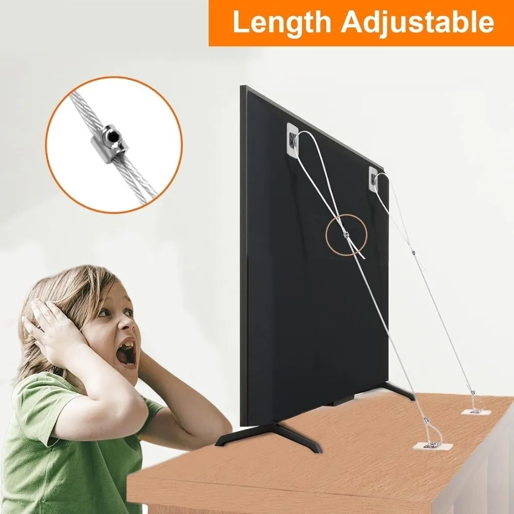 

Anti-Tip TV Safety Strap Premium Adjustable Anti-Tip Furniture Fastening Kit Secure Easy Install