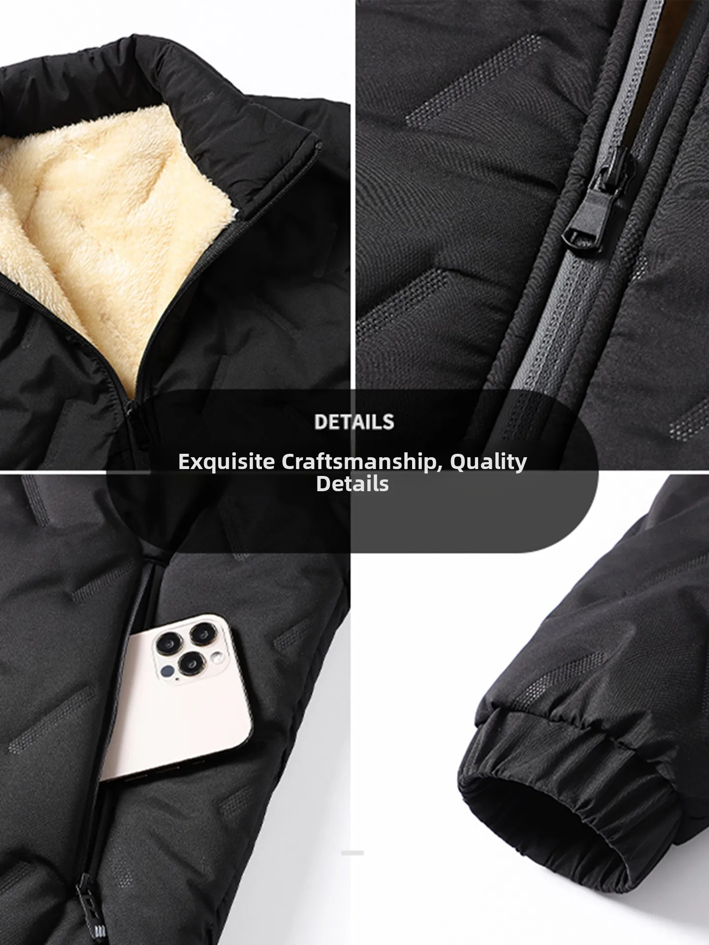 

Men's down Cotton Jaet ort Thi Warm Casual Outerwear Autumn Winter Faion Urban Sle Polyester Fiber Long Sve Zipper