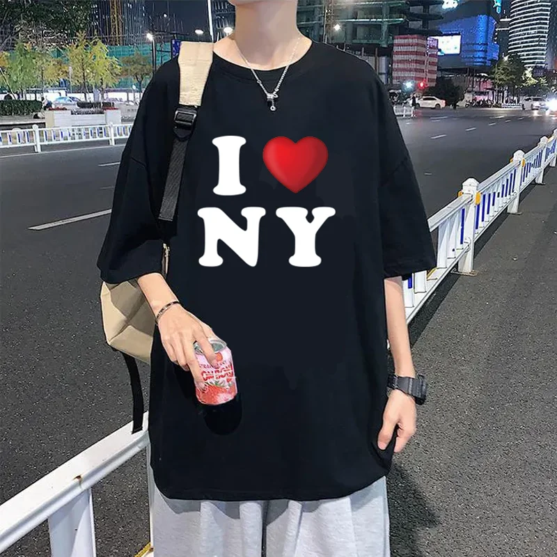 I Love New York T-Shirt Streetwear Y2k Aesthetic Graphic Korean Fashion Women/Men Tee Casual Round Neck T-Shirt Short Sleeves