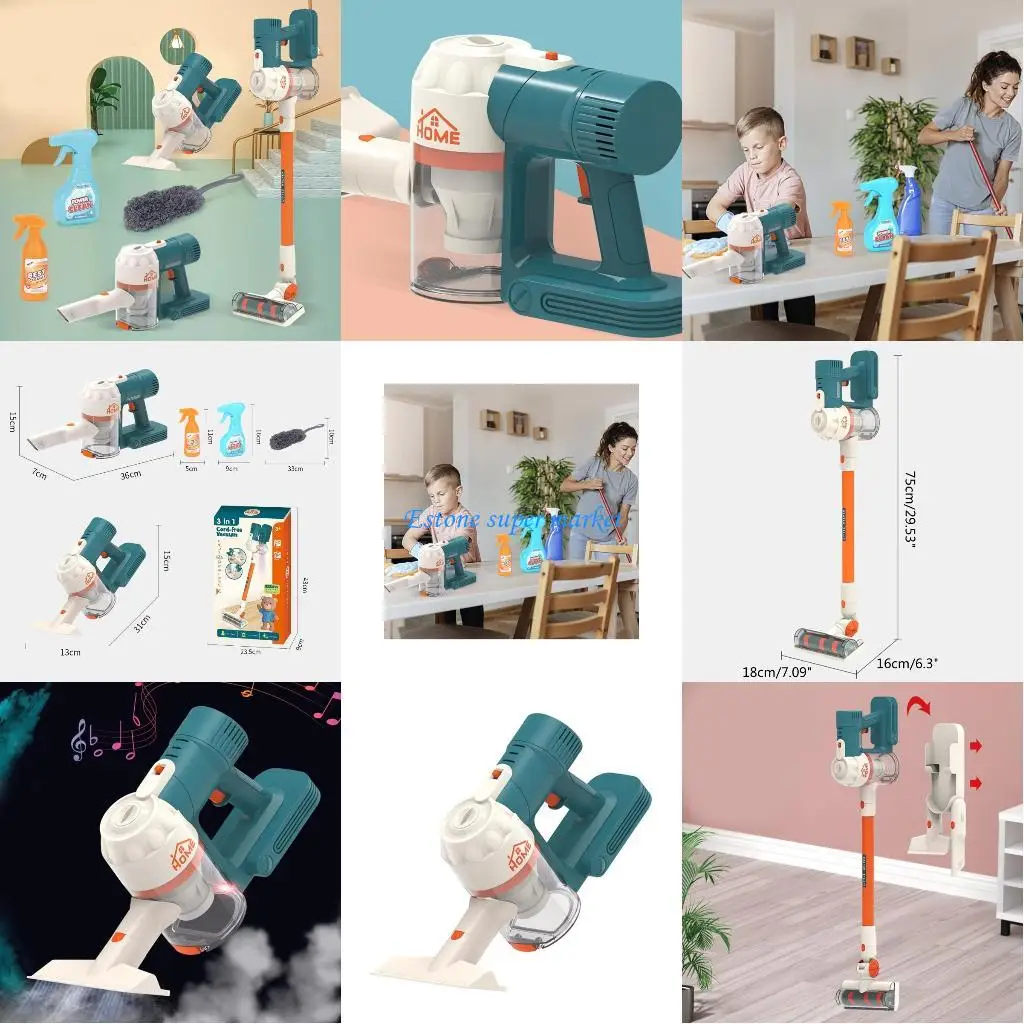 090B مكنسة كهربائية خالية من الحبل منتج تنظيف منزلي أداة تنظيف لعبة مدبرة المنزل مع دعم معلق للأطفال محرك جيد