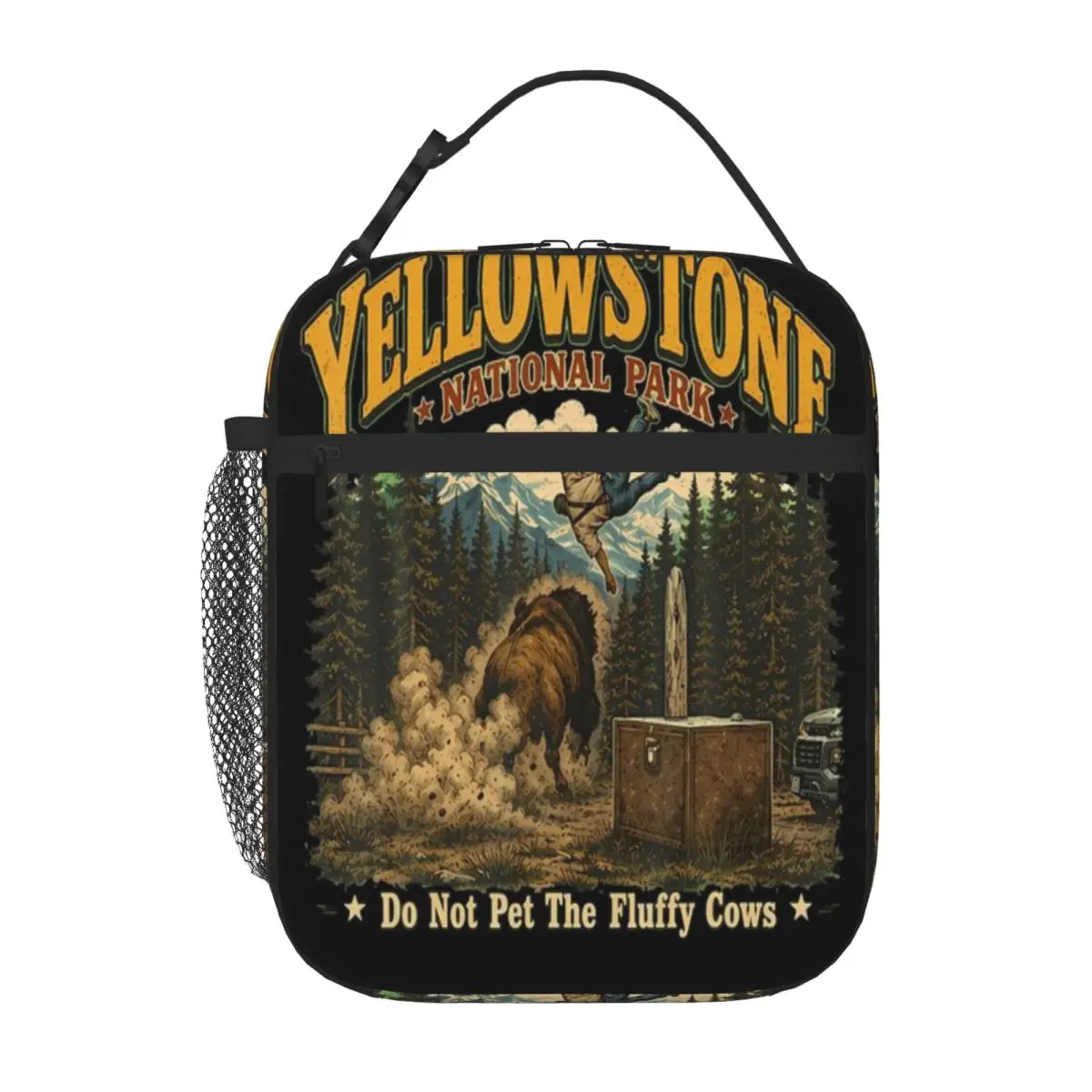Hot Sale Yellowstone National Park Do Not Pet The Fluffy Cows Vintage Preppy Thermal Lunch Bag Office Break Lunch Carrier
