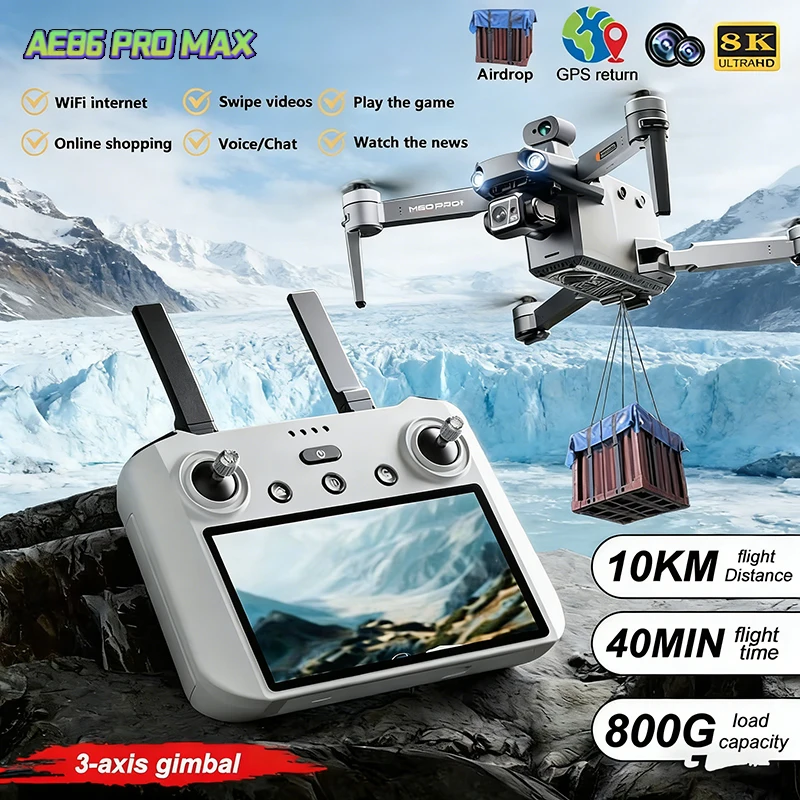 

New AE86 PROMAX GPS Drone Cam Professional 4K ESC Camera 3-Axis Gimbal 5G FPV Obstacle Avoidance Flight Brushless RC Quadcopter
