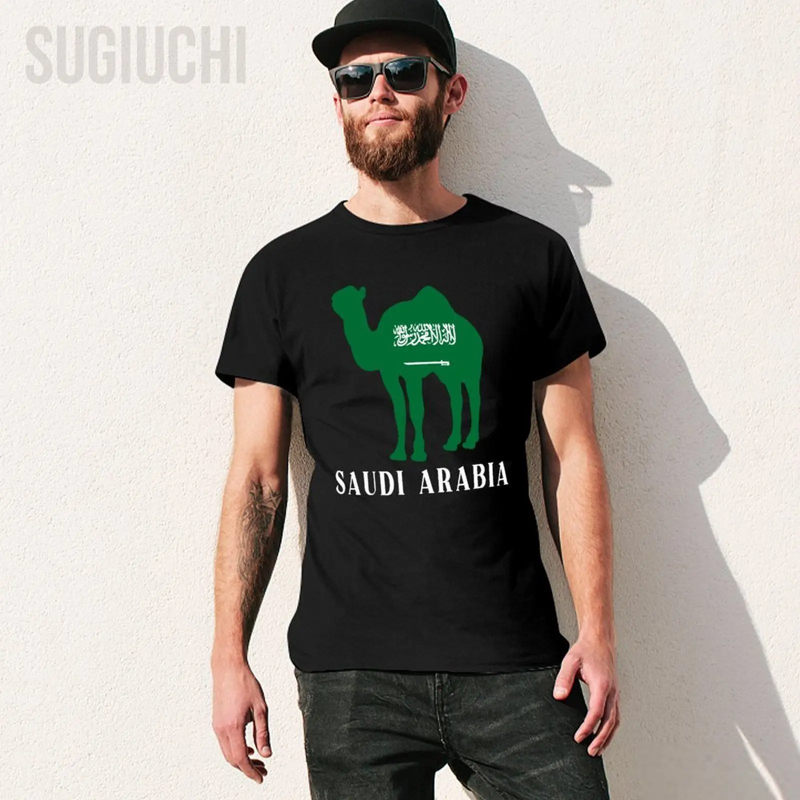 Men Short T-Shirt Saudi Arabia Flag Camel Saudi Arabian Gift Tshirt Tees O-neck T Shirts Women Boys 100% Cotton Unisex