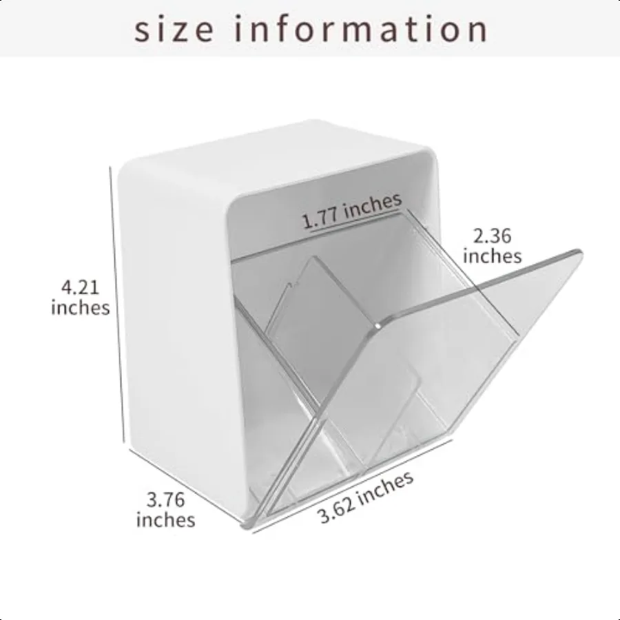 ที่ใส่ทิปแบบมี 2 ช่อง พร้อมฝาปิดใส แบ่งช่องได้ สำหรับใส่ทิปสำลีพันก้าน ทิปสำลีกลม ไหมขัดฟัน บนโต๊ะในห้องน้ำ