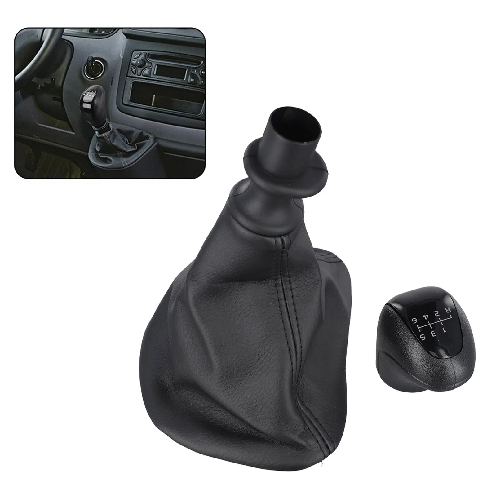 Shift Knob and Gaitor Boot Combination for Mercedes W639 Vito 2003-2010 Manual 6-Speed Left Hand Drive Vehicles