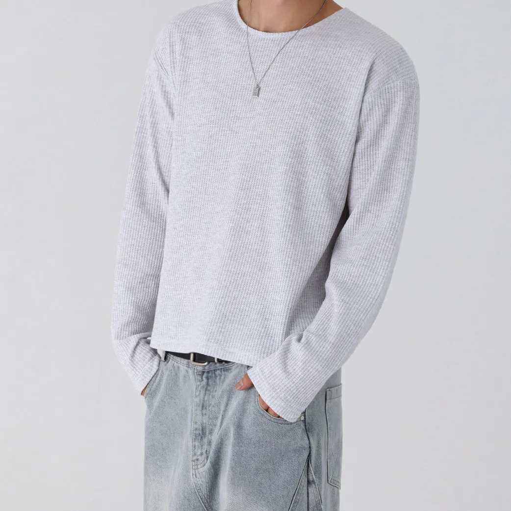 Men's Round Neck Long-sleeve T-shirts Men's 2026 Spring New Loose Comfort Trendy Tops Breathable Stylish Simple Solid Color Tees