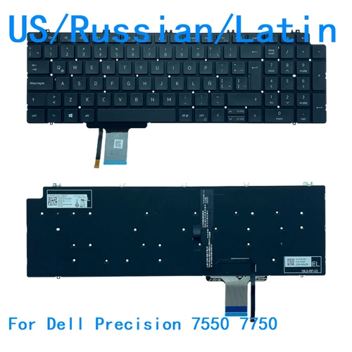 Nuevo teclado retroiluminado en idioma latino ruso de EE. UU. para Dell Precision 7550 7750 0713DM