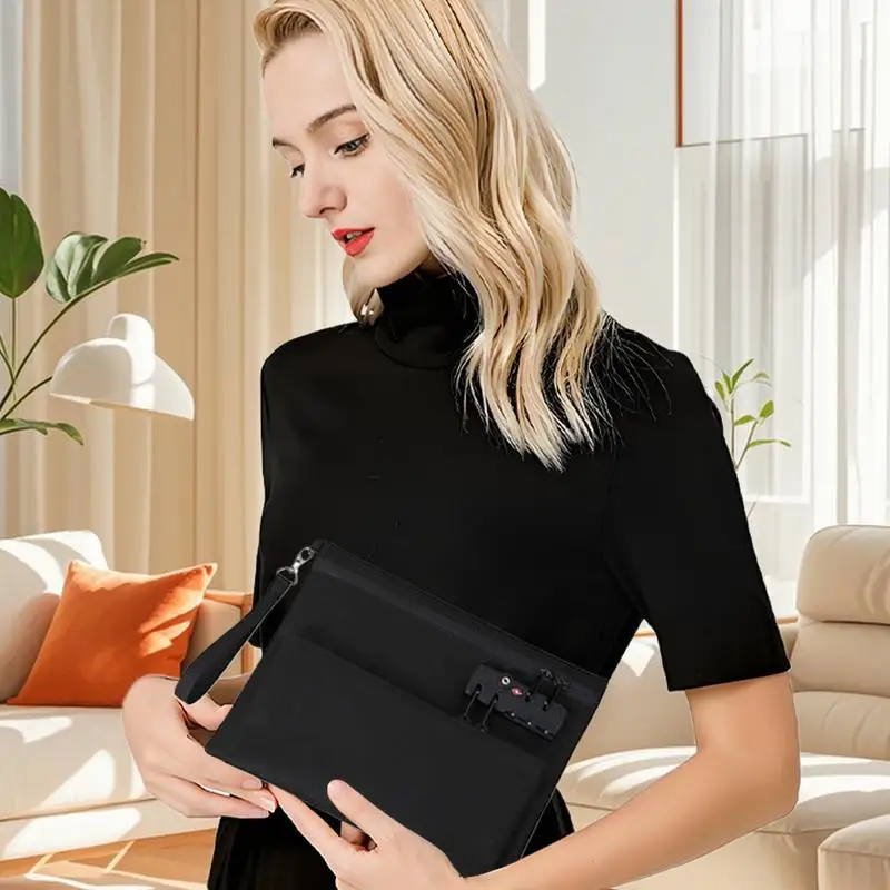 

Locking Money Bag Travel Pouch With Zipper Double Layer Portable Waterproof Money Bag For Camping School Hospital Car Boat Hotel