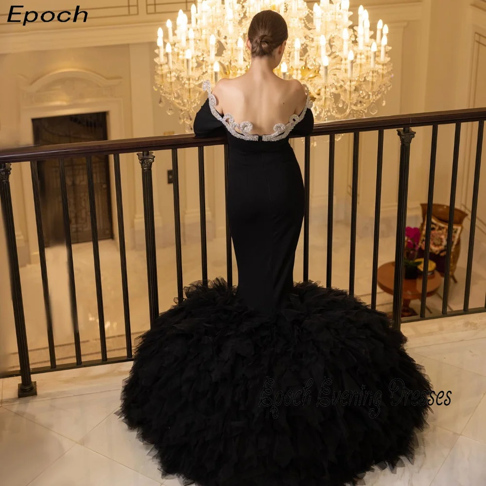 Epoch Evening Dress Trumpet Off The Shoulder Elegant Tulle Train فساتين رسمية Custom Made Floor-Length Prom Gown Women 2024