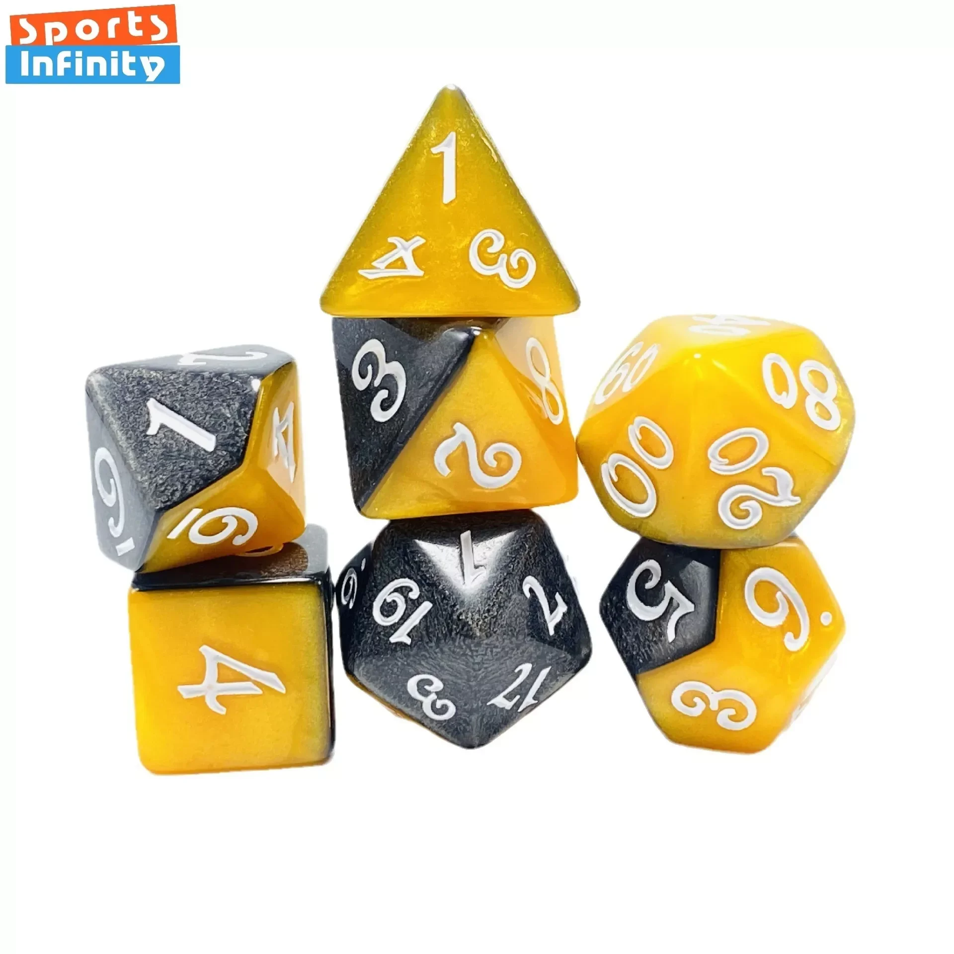 7Pcs New Mixed Dual Color Layered Dice Set Number Dice Kit for TRPG RPG D20 D12 D10 D8 D6 D4 Table Board Game Polyhedral Dice