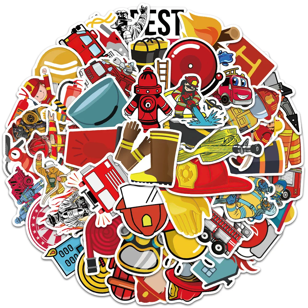 

10/30/50pcs Cartoon Firefighter Stickers Fireman Hero Graffiti Sticker Scrapbooking Suitcase Phone Waterproof Decals Decoration