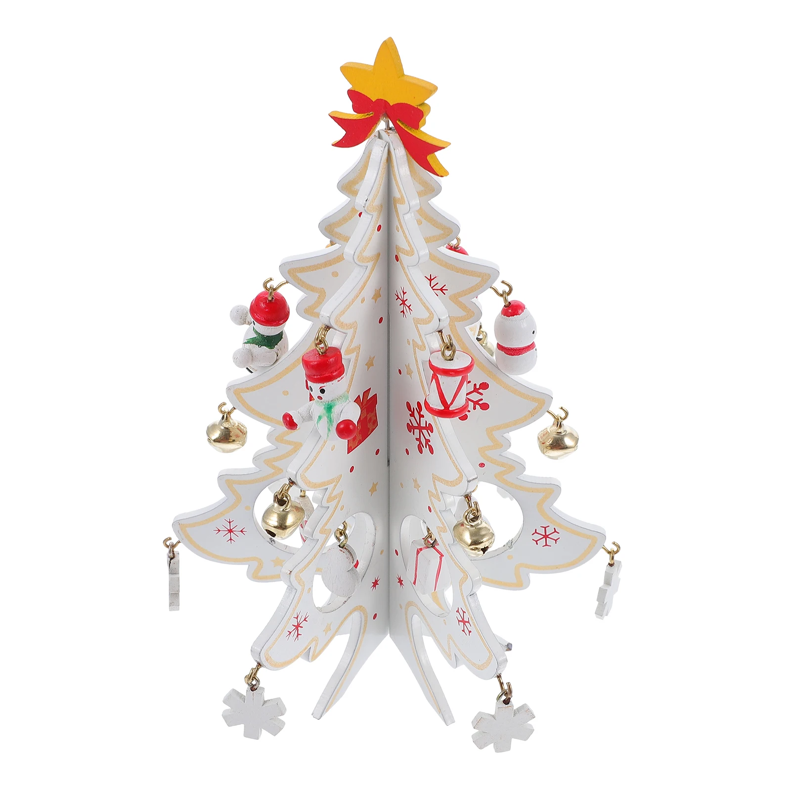

Wooden Christmas Tree Ornament Mini Xmas Model Tabletop Decoration Reusable DIY Party Home Festive Bright Non Fading
