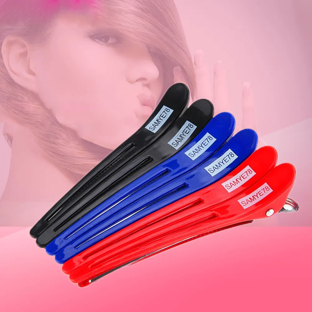 12Pcs Non-Slip Hair Sectioning Clips Plastic Metal Hinged Hairdressing Salon Styling Grip Teeth Clips for Use