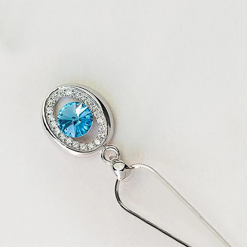 

Sterling Silver 925 Dazzling Natural Sapphire Stone Wedding Pendant Necklace -chain Women Fine Anniversary Gift Female Jewelry