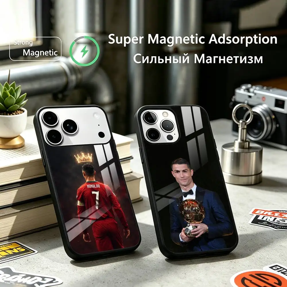 Trending Soccer Star CR7 Ronaldo Phone Case For iPhone17,16,15,14,13,12 Plus,Pro Supports Magnetic Wireless Charging