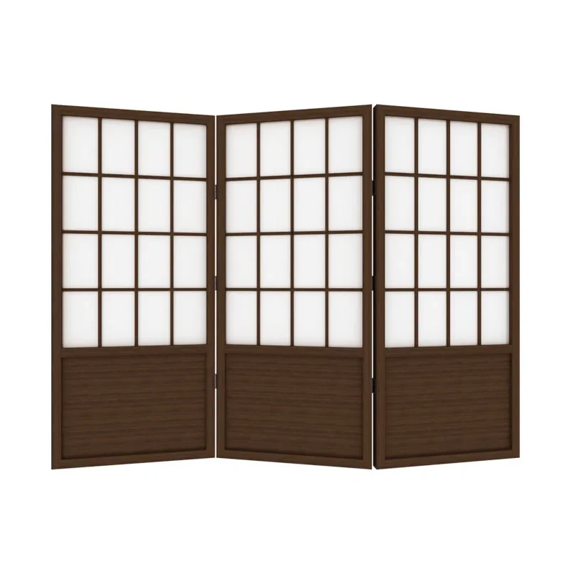 

New Japanese screen partition living room solid wood folding mobile retro simple bedroom blocking thick frame folding screen