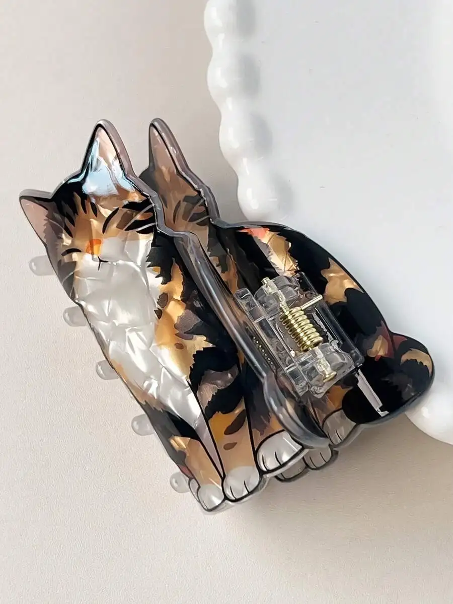 

Cartoon Cat Acrylic Hair Claw Clip For Women, Y2K Style Large Hair Accessory