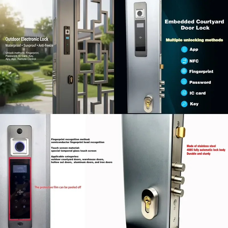 

【CHIMU HOME】 Outdoor Waterproof Villa Gate Built-in Smart Durable Electronic Fingerprint Automatic for Doors