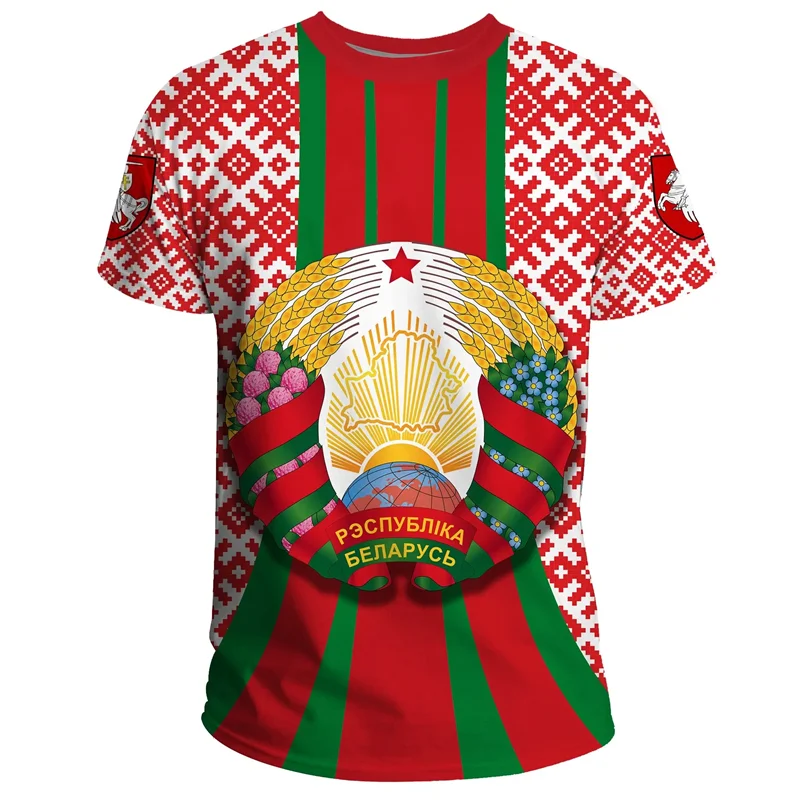 Belarus Men\'s T-shirts Casual Loose Round Neck Belarusian Flag BL Short Sleeve Tops Tees Men\'s Clothing Oversized T Shirt 2025