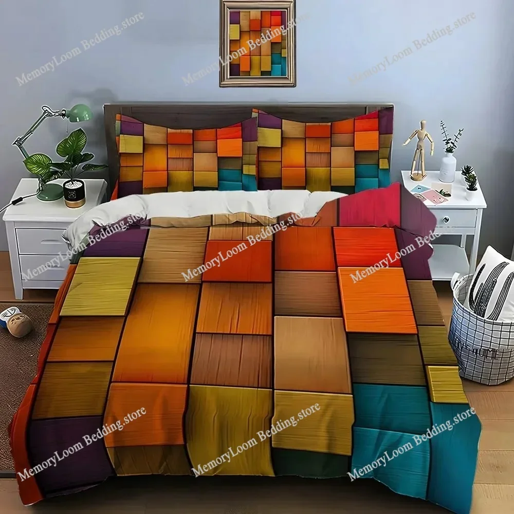 

Unique Honeycomb Square Gradient Color Print Bedding Set: Lightweight & Breathable, Ideal for Everyday Use and Gift Giving.