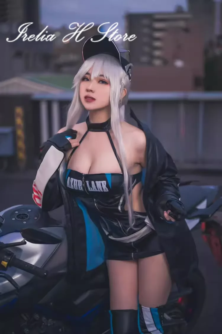 

Irelia H Customized Azur Lane Enterprise racing commander Cosplay Costume leather tights sexy dress female