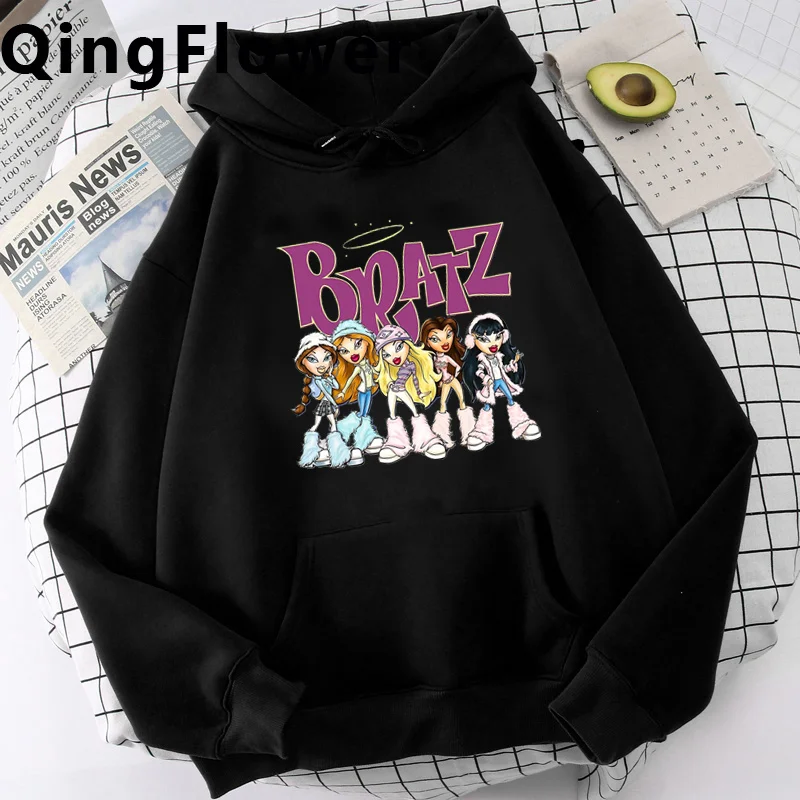 Bratz hoodies men graphic vintage Fleece harajuku Hooded Shirt men japanese tracksuit