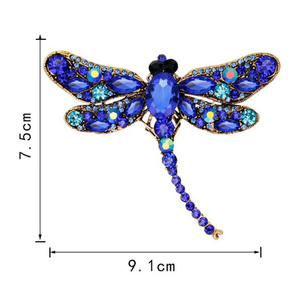 Stylish Dragonfly Jewelry Rhinestone Dragonfly Scarf Clip Brooch Pin for Women Hairband Hat Bag Shoes Sash Scarf Daily Wear Gift