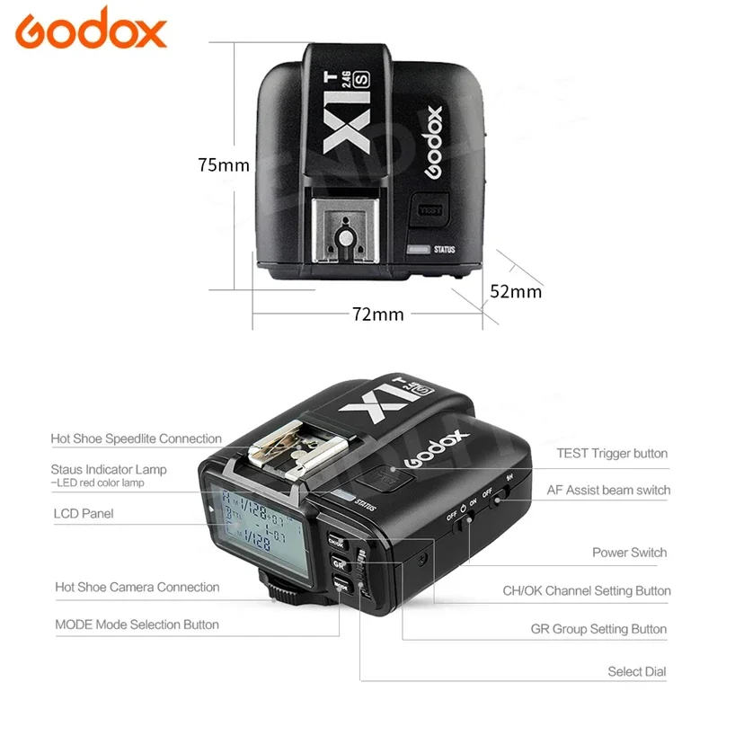 GODOX X1T Trigger for Fuji for Olympus Camera Flashes TTL Functions 1/8000s Built in 2.4G Wireless X Sistem for Photo Studio