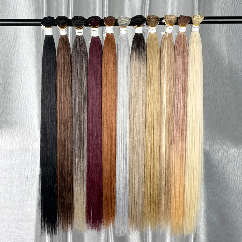

YunRong Straight Hair Bundles Synthetic Hair Extensions Premium Heat Resistant Fiber Hair Weaving Yaki Straight Hair
