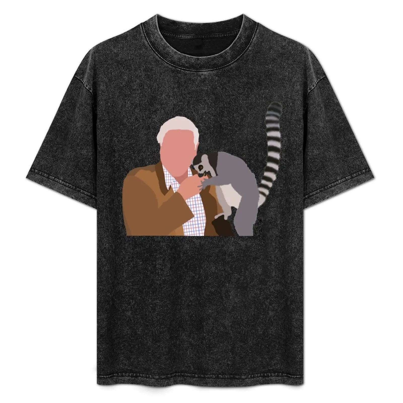 

Sir David Attenborough and Lemur T-Shirt summer tops tees sweat t shirts men