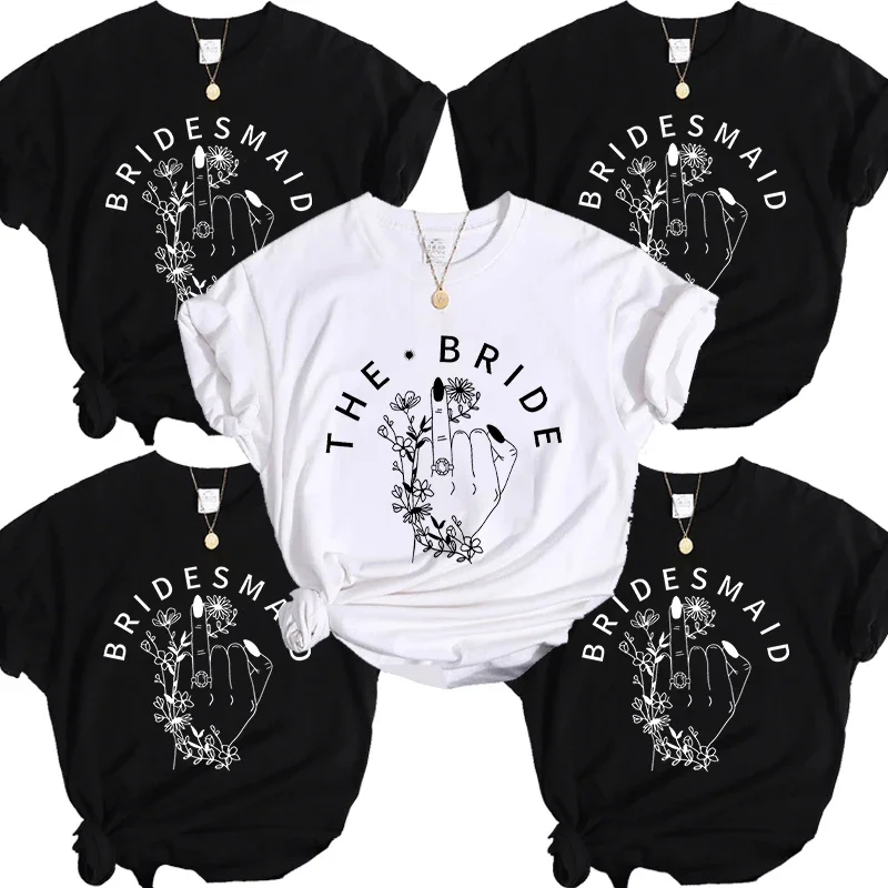 Evjf Future Bride T-shirt Girls Single Farewell Bachelorette Shirt Woman Ring Finger Bridesmaid Wedding Tops Team Bride Tees