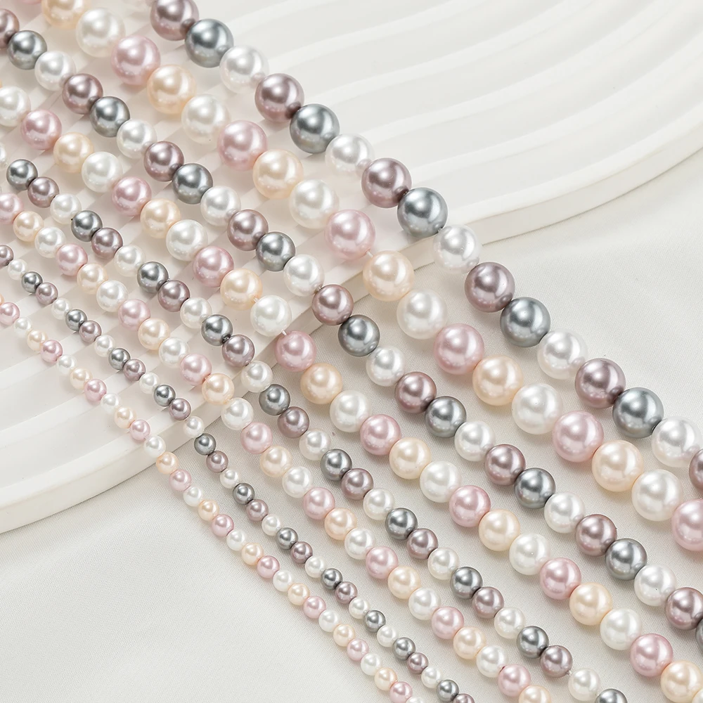 1Strand 4.5/6.5/8/10mm Glass Artificial Pearl About 39-92pcs Spacer Beads for DIY Necklace Bracelet Jewelry Making Accessories